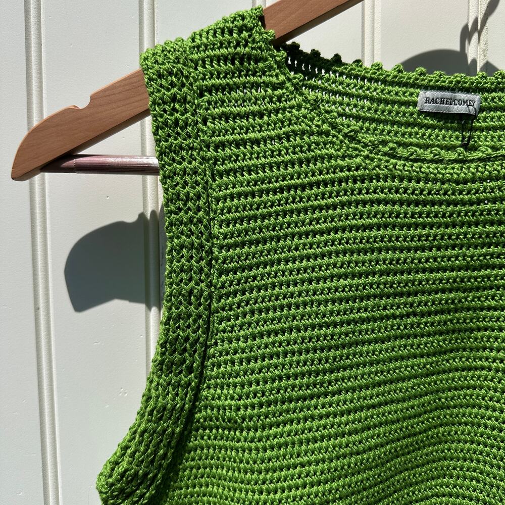 Rachel Comey Lois 100% Cotton Crochet Knit Sleeveless Top Celery Green Sz M $388 - Picture 9 of 16